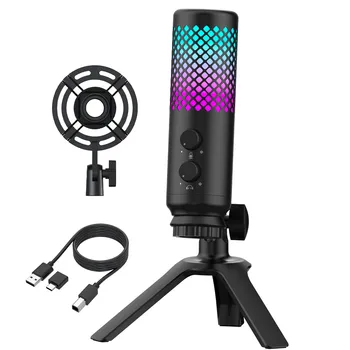 2022 Новый OEM Заводской Конденсаторный Профессиональный микрофон для потокового подкаста, Подставка для микрофона USB RGB, игровой микрофон для портативных ПК PS4 PS5