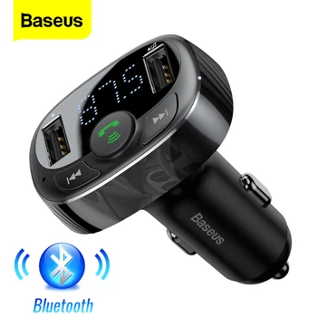 Baseus FM-передатчик Bluetooth Автомобильный Комплект Громкой Связи FM-Модулятор Автомобильный Беспроводной Aux радио Передатчик MP3-Плеер С USB Автомобильным Зарядным Устройством