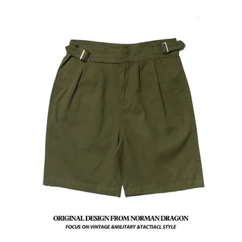 LUCLESAM/Мужские шорты Gurkha, Неаполитанские Зеленые Парусиновые Брюки с пятью точками, Летние Новые Модные шорты в британском стиле в стиле Ретро для Мужчин