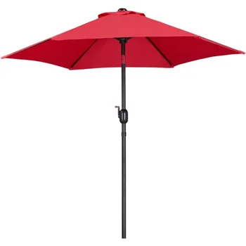 SMILE MART 7,5-футовый зонт для патио с рукояткой и кнопкой наклона, красный