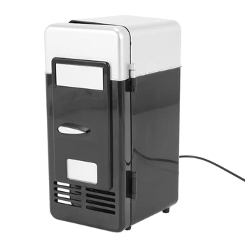 Usb-мини-холодильник с морозильной камерой, Usb-мини-холодильник, Маленький портативный мини-холодильник для газировки для автомобиля, черный