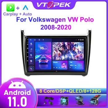 Vtopek Carplay Android 11, автомобильный радиоприемник, Мультимедийный Видеоплеер, GPS-навигация Для Volkswagen VW Polo 2008-2020, Навигационное головное устройство