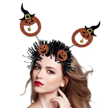 Обруч для волос в виде Тыквы на Хэллоуин Для девочек, Повязка на голову в виде Оранжевой тыквы с колокольчиком, Милый Мультяшный Праздничный обруч для волос с колокольчиком на Хэллоуин