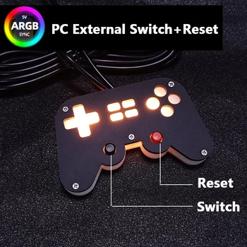 Переключатель сброса внешней загрузки настольного компьютера, синхронное освещение RGB, форма игровой ручки, освещение атмосферы киберспорта
