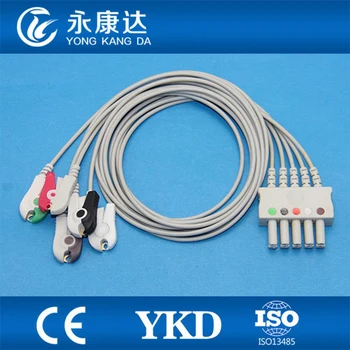 Провода для ЭКГ-монитора, магистральный кабель для ЭКГ с 5 выводами /AHA / Clip, одобренный CE и ISO13485