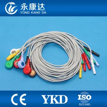 Универсальный кабель для ЭКГ Din1.5 с 10 выводами, защелкивающийся AHA для монитора пациента
